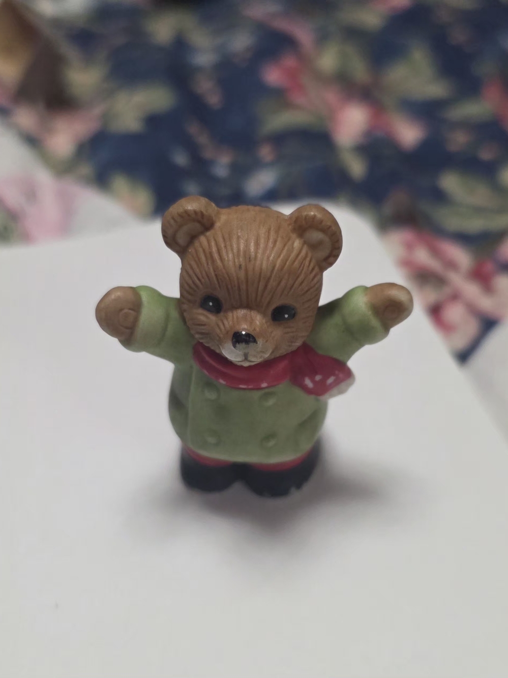 Green-Coat Teddy Bear Figure with Red Scarf - Kids Toys